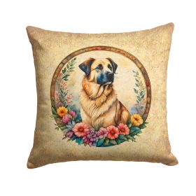 Anatolian Shepherd Dog and Flowers Throw Pillow Machine Washable, Indoor Outdoor Decorative Pillow for Couch, Bed or Patio, 14Hx14W