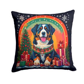 Bernese Mountain Dog Christmas Throw Pillow Machine Washable, Indoor Outdoor Decorative Pillow for Couch, Bed or Patio, 14Hx14W