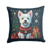 Westie Christmas Throw Pillow Machine Washable, Indoor Outdoor Decorative Pillow for Couch, Bed or Patio, 14Hx14W