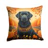 Black Labrador Retriever Fall Throw Pillow Machine Washable, Indoor Outdoor Decorative Pillow for Couch, Bed or Patio, 14Hx14W