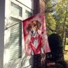 English Foxhound My Valentine House Flag Large Porch Sleeve Pole Decorative Outside Yard Banner Artwork Wall Hanging, Polyester, House Size