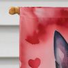 Belgian Malinois My Valentine House Flag Large Porch Sleeve Pole Decorative Outside Yard Banner Artwork Wall Hanging, Polyester, House Size