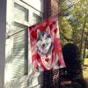 Siberian Husky My Valentine House Flag Large Porch Sleeve Pole Decorative Outside Yard Banner Artwork Wall Hanging, Polyester, House Size, Multicolor