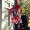 Flat-Coated Retriever My Valentine House Flag Large Porch Sleeve Pole Decorative Outside Yard Banner Artwork Wall Hanging, Polyester, House Size