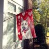 White German Shepherd My Valentine House Flag Large Porch Sleeve Pole Decorative Outside Yard Banner Artwork Wall Hanging, Polyester, House Size