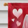 White German Shepherd My Valentine House Flag Large Porch Sleeve Pole Decorative Outside Yard Banner Artwork Wall Hanging, Polyester, House Size