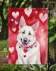 White German Shepherd My Valentine Garden Flag Mailbox Flag Decorative Yard Flag Banner Outside Patio Artwork Yard Flower Beds, Garden Size