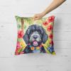 Portuguese Water Dog Luau Throw Pillow Machine Washable, Indoor Outdoor Decorative Pillow for Couch, Bed or Patio, 18Hx18W