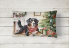 Waiting on Christmas Throw Pillow Throw Pillow for Indoor Couch Bed Outdoor Patio Washable, Bernese Mountain Dog 1260,12Hx16W