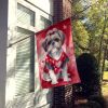 Shih Tzu My Valentine House Flag Large Porch Sleeve Pole Decorative Outside Yard Banner Artwork Wall Hanging, Polyester, House Size, Multicolor