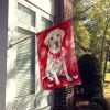 Yellow Labrador Retriever My Valentine House Flag Large Porch Sleeve Pole Decorative Outside Yard Banner Artwork Wall Hanging, Polyester, House Size