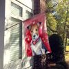 Fox Terrier My Valentine House Flag Large Porch Sleeve Pole Decorative Outside Yard Banner Artwork Wall Hanging, Polyester, House Size, Multicolor