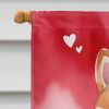 Shiba Inu My Valentine House Flag Large Porch Sleeve Pole Decorative Outside Yard Banner Artwork Wall Hanging, Polyester, House Size, Multicolor