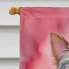 Australian Terrier My Valentine House Flag Large Porch Sleeve Pole Decorative Outside Yard Banner Artwork Wall Hanging, Polyester, House Size