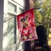 Welsh Terrier My Valentine House Flag Large Porch Sleeve Pole Decorative Outside Yard Banner Artwork Wall Hanging, Polyester, House Size, Multicolor