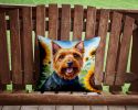 Australian Terrier in Sunflowers Throw Pillow Machine Washable, Indoor Outdoor Decorative Pillow for Couch, Bed or Patio, 14Hx14W