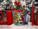 Australian Cattle Dog and Santa Claus Throw Pillow Machine Washable, Indoor Outdoor Decorative Pillow for Couch, Bed or Patio, 14Hx14W