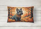 Autumn Leaves Throw Pillow Throw Pillow for Indoor Couch Bed Outdoor Patio Washable, Scottish Terrier,12Hx16W