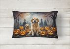 Spooky Halloween Throw Pillow Throw Pillow for Indoor Couch Bed Outdoor Patio Washable, Golden Retriever 2041,12Hx16W