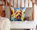 Australian Terrier in Sunflowers Throw Pillow Machine Washable, Indoor Outdoor Decorative Pillow for Couch, Bed or Patio, 14Hx14W