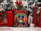 Bernese Mountain Dog Christmas Throw Pillow Machine Washable, Indoor Outdoor Decorative Pillow for Couch, Bed or Patio, 14Hx14W