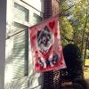 Keeshond My Valentine House Flag Large Porch Sleeve Pole Decorative Outside Yard Banner Artwork Wall Hanging, Polyester, House Size, Multicolor