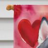 Siberian Husky My Valentine House Flag Large Porch Sleeve Pole Decorative Outside Yard Banner Artwork Wall Hanging, Polyester, House Size, Multicolor