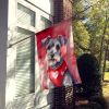 Schnauzer My Valentine House Flag Large Porch Sleeve Pole Decorative Outside Yard Banner Artwork Wall Hanging, Polyester, House Size, Multicolor