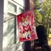 Shiba Inu My Valentine House Flag Large Porch Sleeve Pole Decorative Outside Yard Banner Artwork Wall Hanging, Polyester, House Size, Multicolor