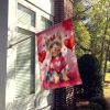 Silky Terrier My Valentine House Flag Large Porch Sleeve Pole Decorative Outside Yard Banner Artwork Wall Hanging, Polyester, House Size, Multicolor