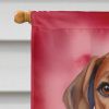 English Foxhound My Valentine House Flag Large Porch Sleeve Pole Decorative Outside Yard Banner Artwork Wall Hanging, Polyester, House Size