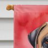 Bullmastiff My Valentine House Flag Large Porch Sleeve Pole Decorative Outside Yard Banner Artwork Wall Hanging, Polyester, House Size, Multicolor