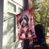 Bernedoodle My Valentine House Flag Large Porch Sleeve Pole Decorative Outside Yard Banner Artwork Wall Hanging, Polyester, House Size, Multicolor