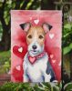 Fox Terrier My Valentine Garden Flag Mailbox Flag Decorative Yard Flag Banner Outside Patio Artwork Yard Flower Beds, Garden Size, Multicolor