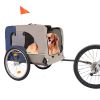 Tangkula Dog Bike Trailer, Breathable Mesh Dog Cart with 3 Entrances, Safety Flag, 8 Reflectors, Folding Pet Carrier Wagon with 20 Inch Wheels