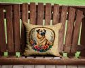 Anatolian Shepherd Dog and Flowers Throw Pillow Machine Washable, Indoor Outdoor Decorative Pillow for Couch, Bed or Patio, 14Hx14W