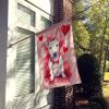 English Bull Terrier My Valentine House Flag Large Porch Sleeve Pole Decorative Outside Yard Banner Artwork Wall Hanging, Polyester, House Size