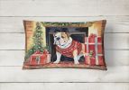 Waiting on Christmas Throw Pillow Throw Pillow for Indoor Couch Bed Outdoor Patio Washable, English Bulldog 1306,12Hx16W