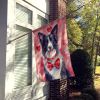 Border Collie My Valentine House Flag Large Porch Sleeve Pole Decorative Outside Yard Banner Artwork Wall Hanging, Polyester, House Size, Multicolor