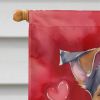 Jack Russell Terrier My Valentine House Flag Large Porch Sleeve Pole Decorative Outside Yard Banner Artwork Wall Hanging, Polyester, House Size