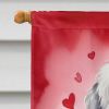 Old English Sheepdog My Valentine House Flag Large Porch Sleeve Pole Decorative Outside Yard Banner Artwork Wall Hanging, Polyester, House Size