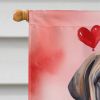 Mastiff My Valentine House Flag Large Porch Sleeve Pole Decorative Outside Yard Banner Artwork Wall Hanging, Polyester, House Size, Multicolor