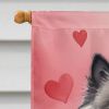 Keeshond My Valentine House Flag Large Porch Sleeve Pole Decorative Outside Yard Banner Artwork Wall Hanging, Polyester, House Size, Multicolor