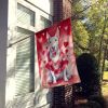 Bull Terrier My Valentine House Flag Large Porch Sleeve Pole Decorative Outside Yard Banner Artwork Wall Hanging, Polyester, House Size, Multicolor