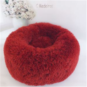 Round Long Hairy Autumn And Winter Nest Pad Cat Mattress (Option: Red-80cm)