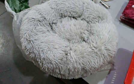 Dog Beds For Small Dogs Round Plush Cat Litter Kennel Pet Nest Mat Puppy Beds (Option: Light gray-80cm)