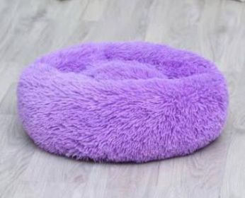 Dog Beds For Small Dogs Round Plush Cat Litter Kennel Pet Nest Mat Puppy Beds (Option: Purple-120cm)