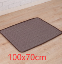 Pet Dog Cat Ice Silk Cold Nest Pad For Cooling In Summer (Option: Brown-102x70cm)