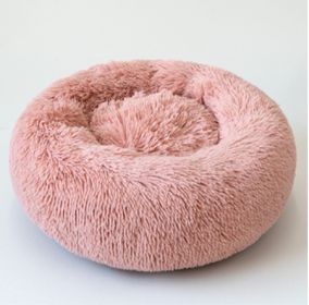 Dog Beds For Small Dogs Round Plush Cat Litter Kennel Pet Nest Mat Puppy Beds (Option: Good Pink-80cm)