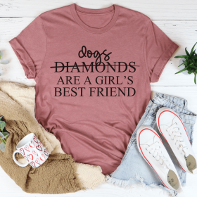 Dogs Are A Girl's Best Friend T-Shirt (Color: Mauve, size: 3XL)